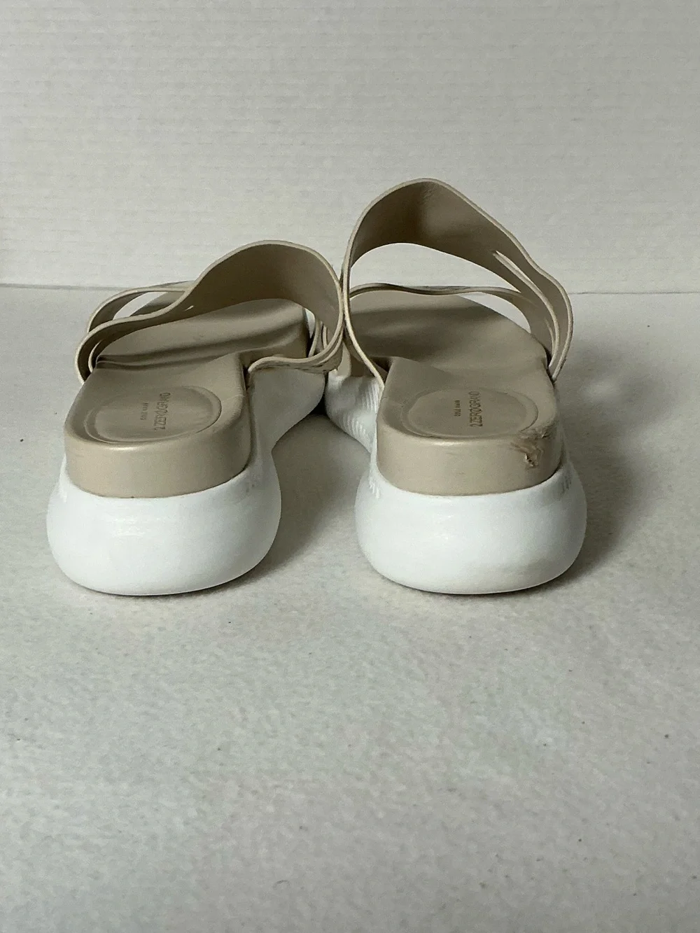 Cole Haan Beige Snake-Print Slide Sandals with White Platform